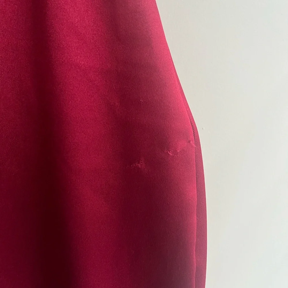 Red Satin Asymmetrical Cowl Neck Dress - Picture 5 of 5